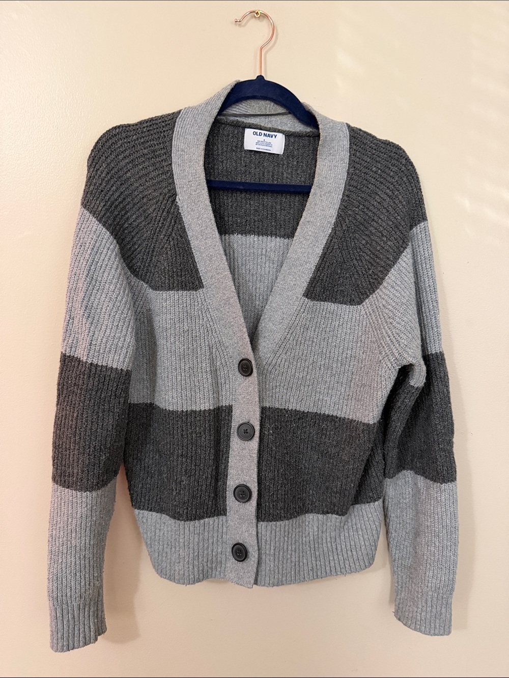 Old Navy Women's Two-Tone Gray Button Cardigan